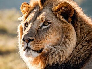 Portrait of a male lion in africa
