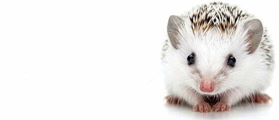 a close up of a small hedgehog on a white background with a white background and a small hedgehog on the right side of the image.