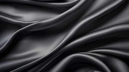 Black gray satin dark fabric texture luxurious shiny that is abstract silk cloth panorama background with patterns soft waves blur beautiful