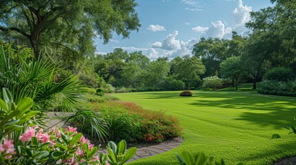 Naklejka premium Summer day at the botanical garden 