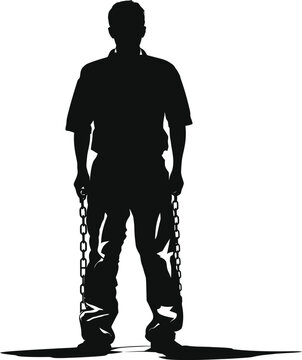 recommend clip art: Silhouette prisoner black color only full body