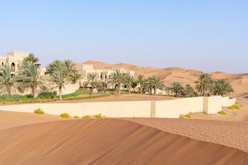 Desert resort in the Rub' al Khali desert, Empty Quarter, Abu Dhabi, United Arab Emirates