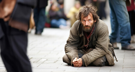 Hombre sentado en la calle