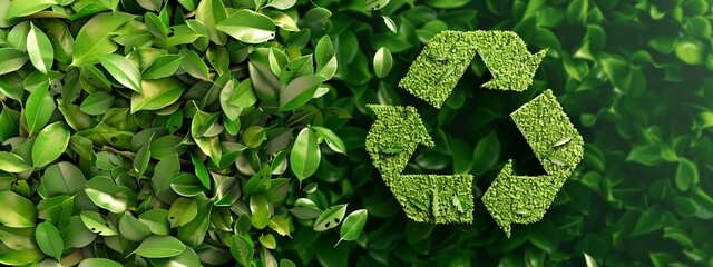 Green symbol of recycling - obrazy, fototapety, plakaty
