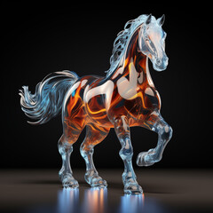 Horse made of glass on black background - 747488699