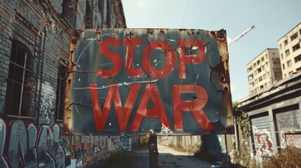 a sign that says stop war