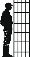 Silhouette prisoner in jail black color only full body