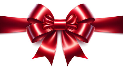 Naklejka premium Nœud, Ruban de satin rouge brillant sur fond blanc. Vecteur, isolé