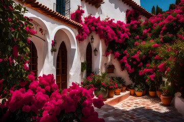 Fototapeta na wymiar a Mediterranean villa with whitewashed walls,
