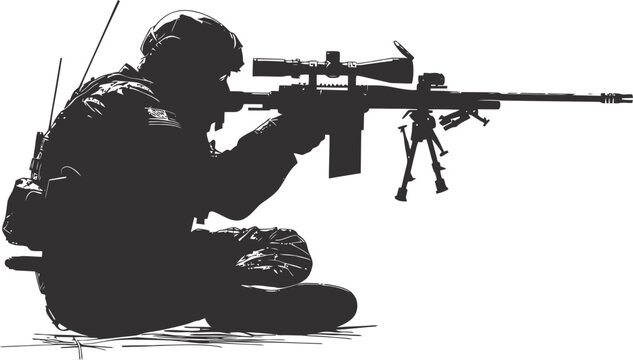 recommend clip art: Silhouette sniper aiming at target black color only