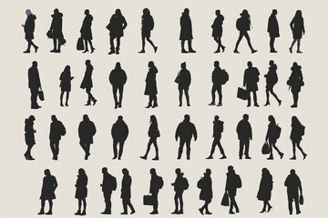 Diverse collection of silhouettes representing a wide range of people Generated by ai to showcase inclusivity and variety in design
