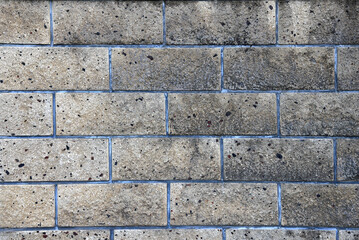 decay old gray brick wall, wide panorama of masonry, bricklaying