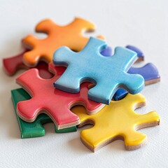 Fototapeta premium Unity in Diversity: Colorful Puzzle Pieces Interlocking