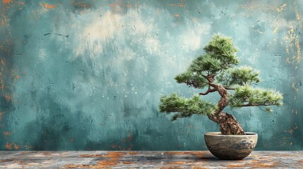 This is an abstract hand-painted Chinese welcome pine oil painting art wallpaper. - obrazy, fototapety, plakaty