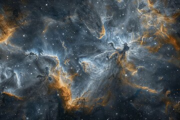 Ethereal nebula with swirling cloud patterns in a cosmic landscape