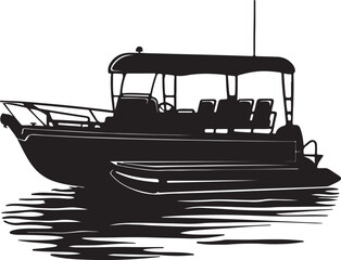 Pontoon Boat silhouette vector illustration