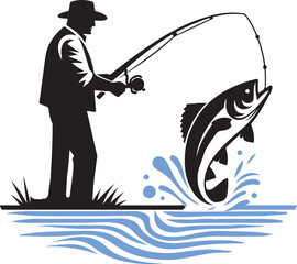 fisherman with a fishing rod vector illustration 