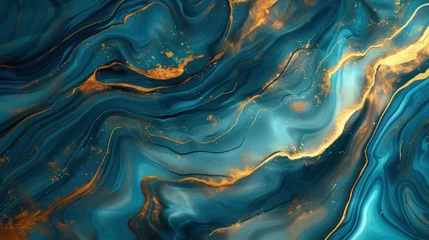 Foto auf Acrylglas Abstract marble wallpaper background , luxury marble texture gold and blue tone © Ruslan Gilmanshin