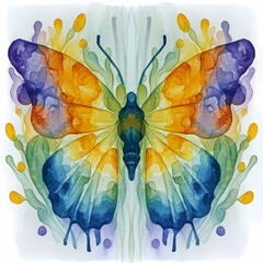 Watercolor butterfly on a flower 