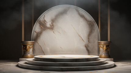 Marble podium product display for product presentation