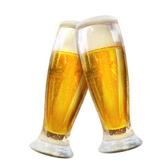 Glass cups with beer