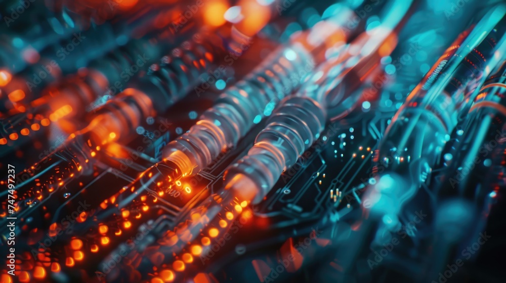 Poster Close-up view of various electronic components. Suitable for technology and engineering concepts
