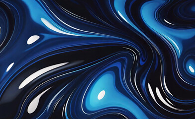 blauer und schwarzer abstrakter, farbenfroher, psychedelischer, organischer, flüssiger Farbtinten-Marmor-Texturhintergrund. dunkle, fließende Oberflächenwellen-Bewegungsmischung, zufälliges Muster. - obrazy, fototapety, plakaty