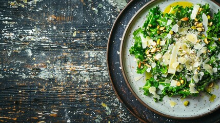 Obraz na płótnie Canvas Arugula Salad with Lemon, Parmesan, and Pistachios
