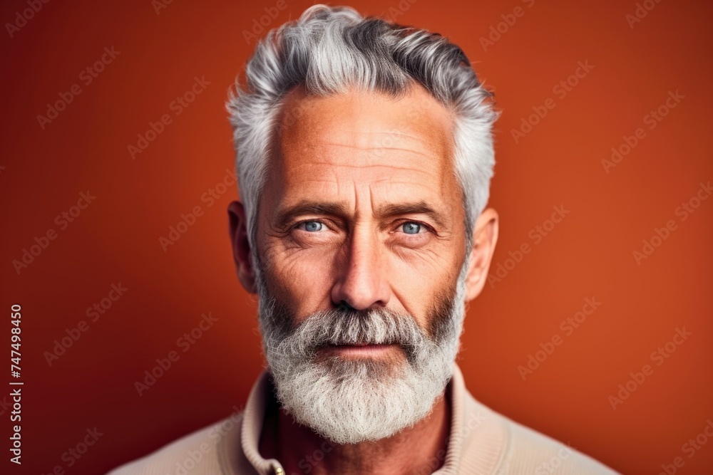 Poster a detailed shot of a man with a beard. suitable for various projects