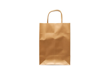 Simple Brown Paper Shopping Bag with Handles Isolated on transparent Background