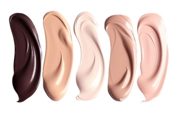 BB or CC cream foundation tonal Makeup smudges on a transparent Background