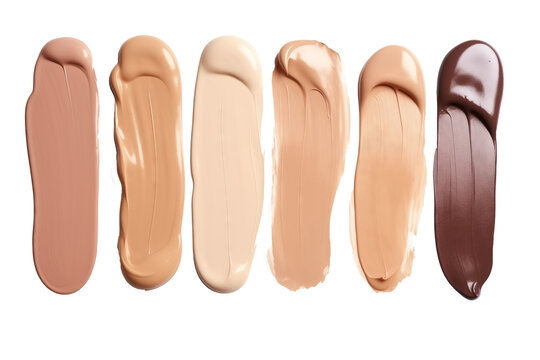 Variety of Liquid makeup Foundation Swatches in Different Skin Tones on transparent Background