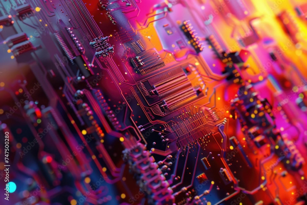 Leinwandbilder detailed close up of a computer circuit board. perfect for technology or electronics related project