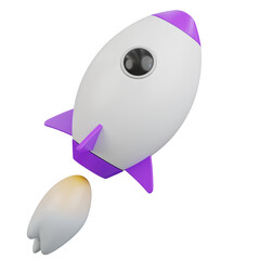 Cartoon Spaceship Flying or rocket on white background. 3d rendering.