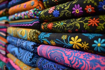 Textile patterns showcasing hispanic cultural heritage Vibrant colors And traditional designs