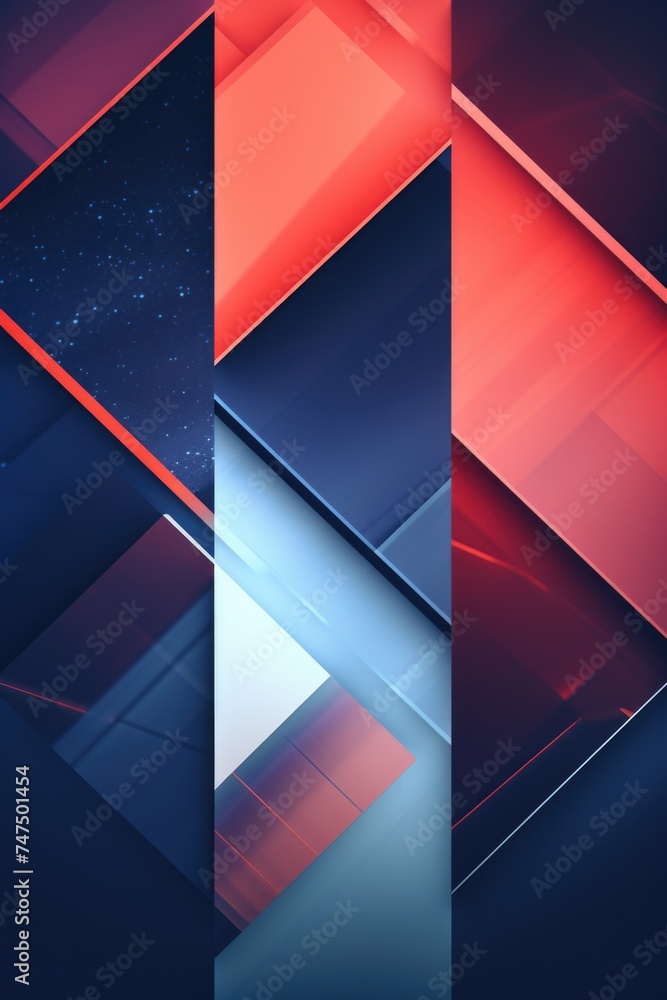 Poster A series of three images featuring red and blue backgrounds. Suitable for various design projects