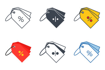 Discount Tag icon collection with different styles. Shopping coupon icon symbol vector illustration isolated on white background