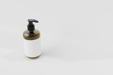Pump bottle. Cosmetic lotion dispenser white plastic mockup. 3d render