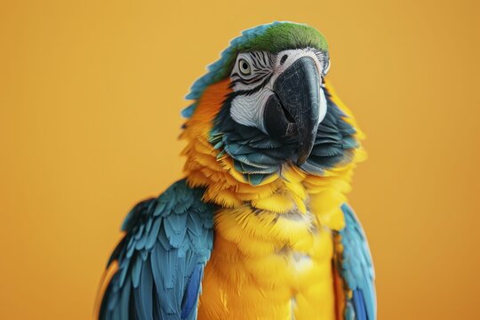 An animated parrot teaches languages against a bright pastel yellow backdrop on its channel.