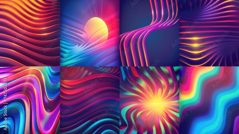 Poster four unique colored images for various projects