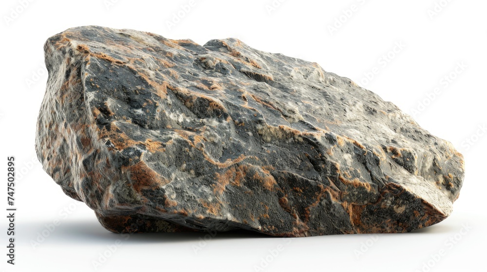 Poster a large rock sitting on a white surface. suitable for various design projects