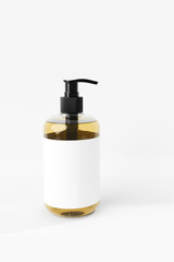 Pump bottle. Cosmetic lotion dispenser white plastic mockup. 3d render