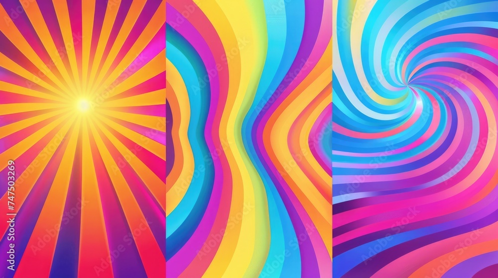 Poster A vibrant swirl background with a sunburst in the center. Ideal for design projects and creative concepts
