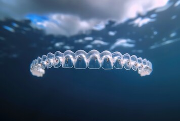 clear braces are now available at a dentist's office, in the style of translucent resin waves - obrazy, fototapety, plakaty