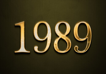 Old gold effect of year 1989 with 3D glossy style Mockup.	