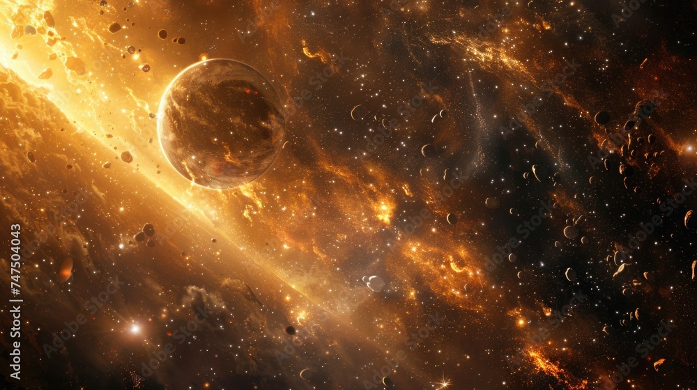 Aufkleber a mesmerizing view of planets and stars in outer space. suitable for science fiction or educational 