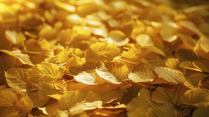 Sunlight dances on textured golden leaves, casting light and shadow in a sunlit close-up scene.