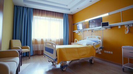 Empty Patient Room In Modern Hospital