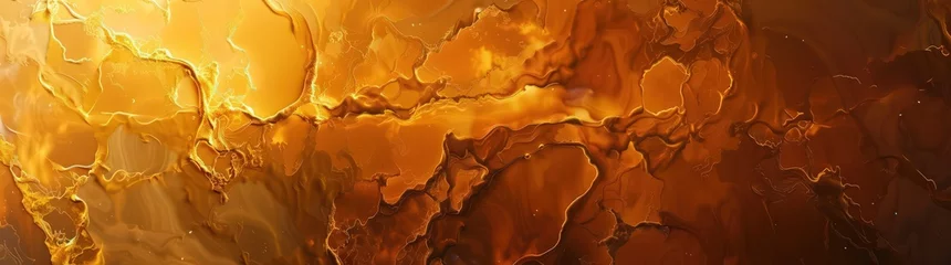 Keuken spatwand met foto golden burns fire, in the style of futuristic spacescapes, photo-realistic landscapes © STOCKYE STUDIO