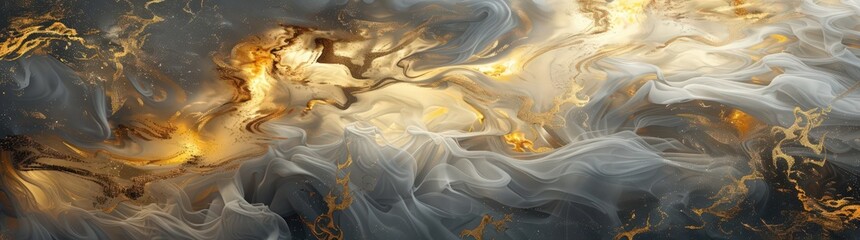 smoke waves with gold color and gold flames in the background